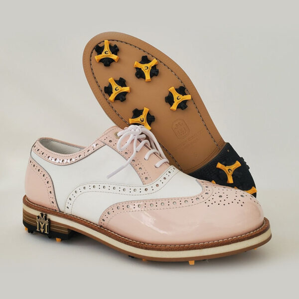 WINGTIPピンク ＆ホワイトエナメルクラシックシューズ