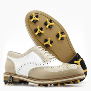 WINGTIPベージュ＆ホワイト エナメルクラシックシューズ