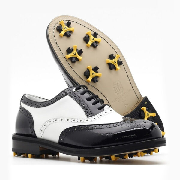 WINGTIPブラック＆ホワイトエナメルクラシックシューズ