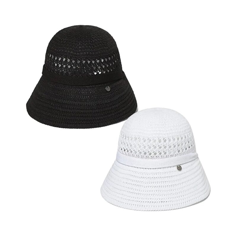 涼し編みリボンストラップ付きバケットハット