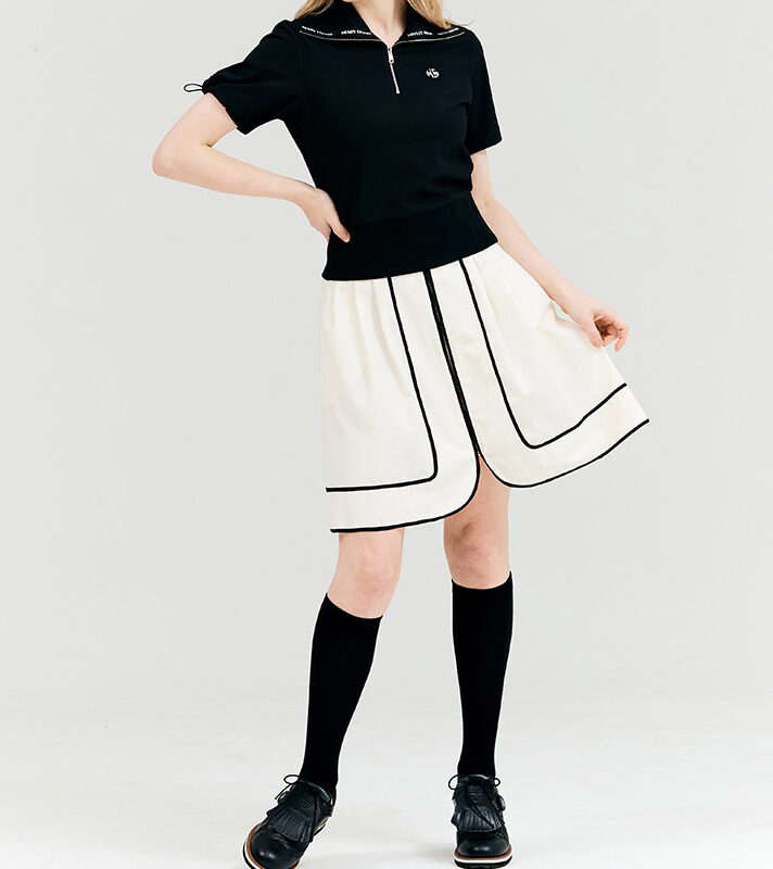 バックウエストゴム パイピングボリュームスカート