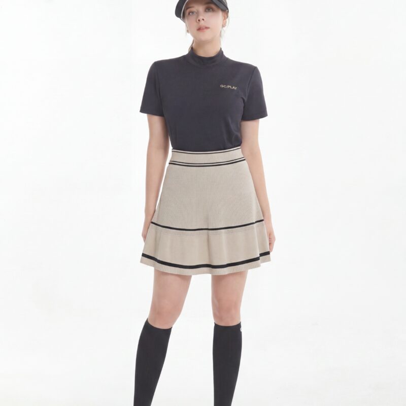 配色ラインニットフレアスカート