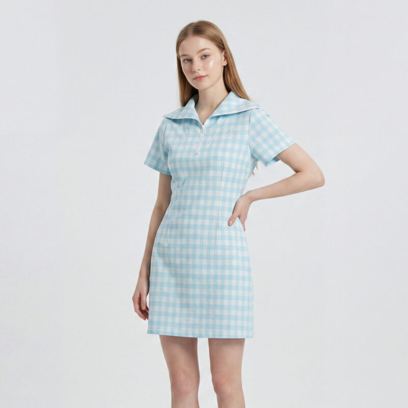 ジャガードのチェックワンピース