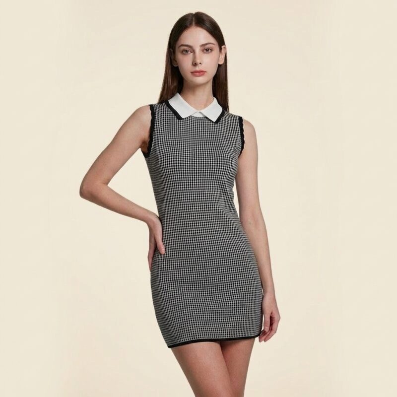 パールボタンノースリーブ ミニワンピース